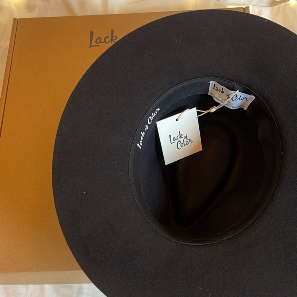 Lack Of Color The Grove Black Fedora Hat sizes M (57cm) NWT - Picture 6 of 11